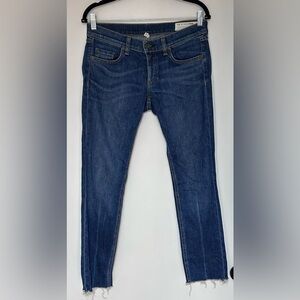 Rag & Bone Dre Keiko Skinny Boyfriend Jeans Women Size 25 Blue Cutoff Raw Hem